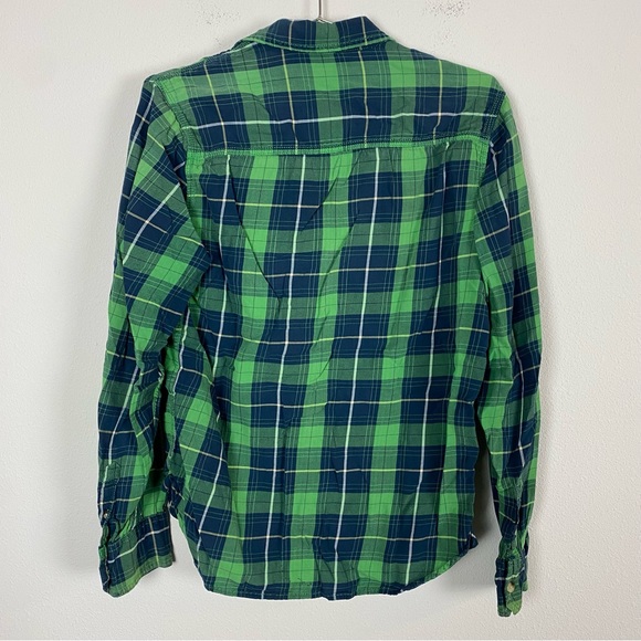 Men's Levi's Green Blue & White Plaid Button Down Shirt - Picture 2 of 6